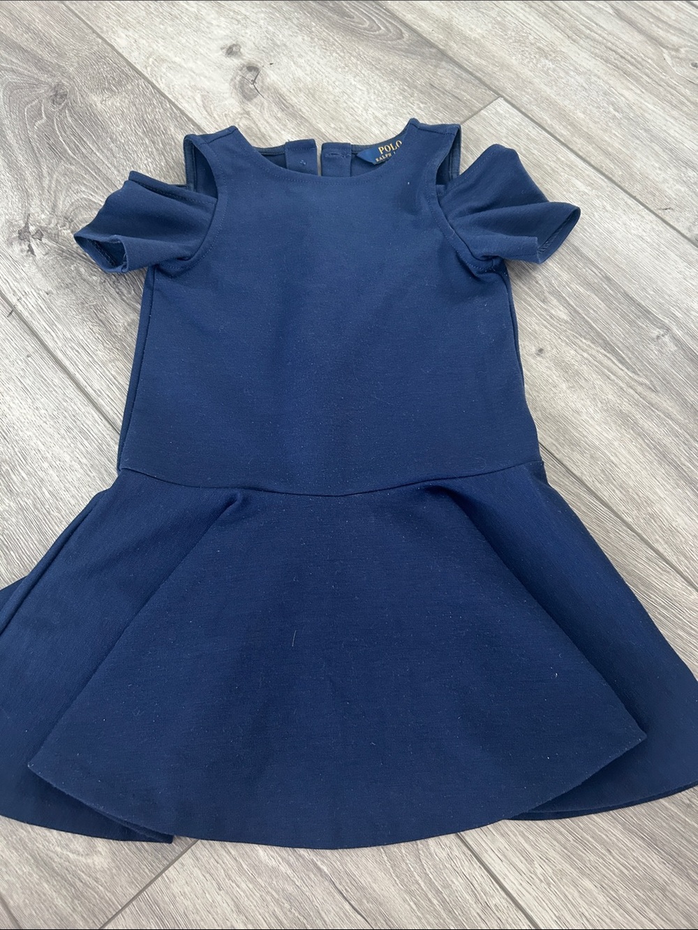 Polo by Ralph Lauren Navy Cold-Shoulder Flared Kids Dress